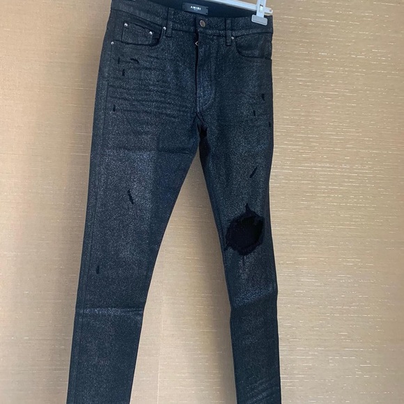 AMIRI Pants Black Glitter Amiri Jeans Rip On Left Knee Poshmark